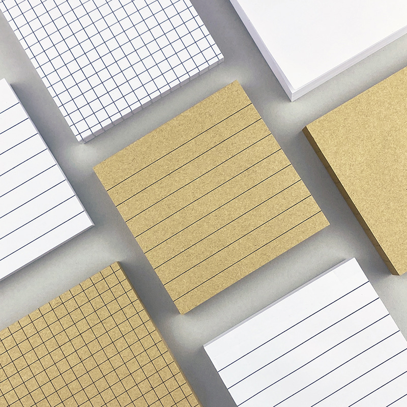 Cross-Border Kraft Paper Sticky Notes Creative Sticky Notes N Times Horizontal Line Note Paper Grids Note Notes