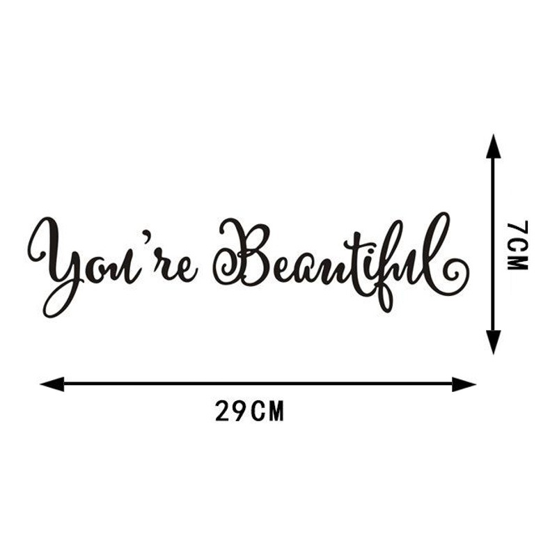 New envelope pieces European and American Proverbs English you re beautiful Mirror stickers bathroom carved wall stickers