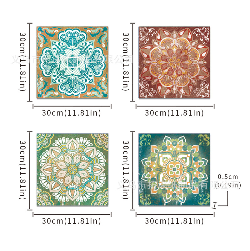 Picture of American Country Series Wooden Painting Retro Mandala Pattern Listing Bedroom Living Room Shop Decoration Wall Hanging Wooden