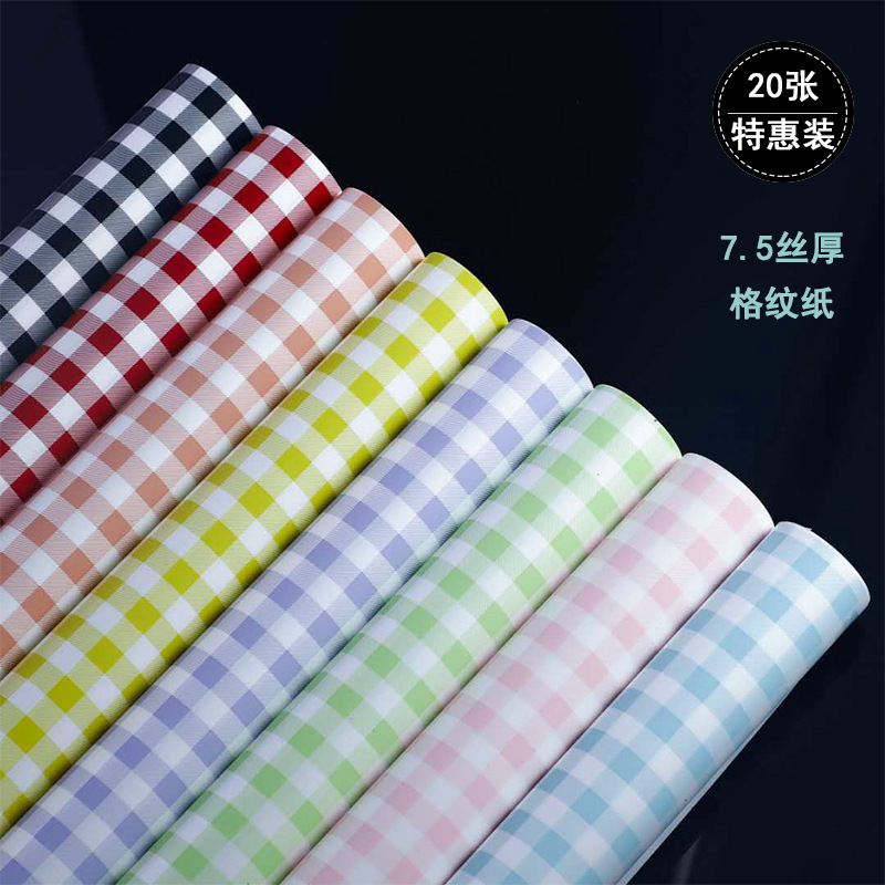 Internet Celebre Explosions Thickened Plaid Paper Flower Wrapping Paper Summer Fresh Flower Art Flower Blossom Rose Wrapping Paper Materials