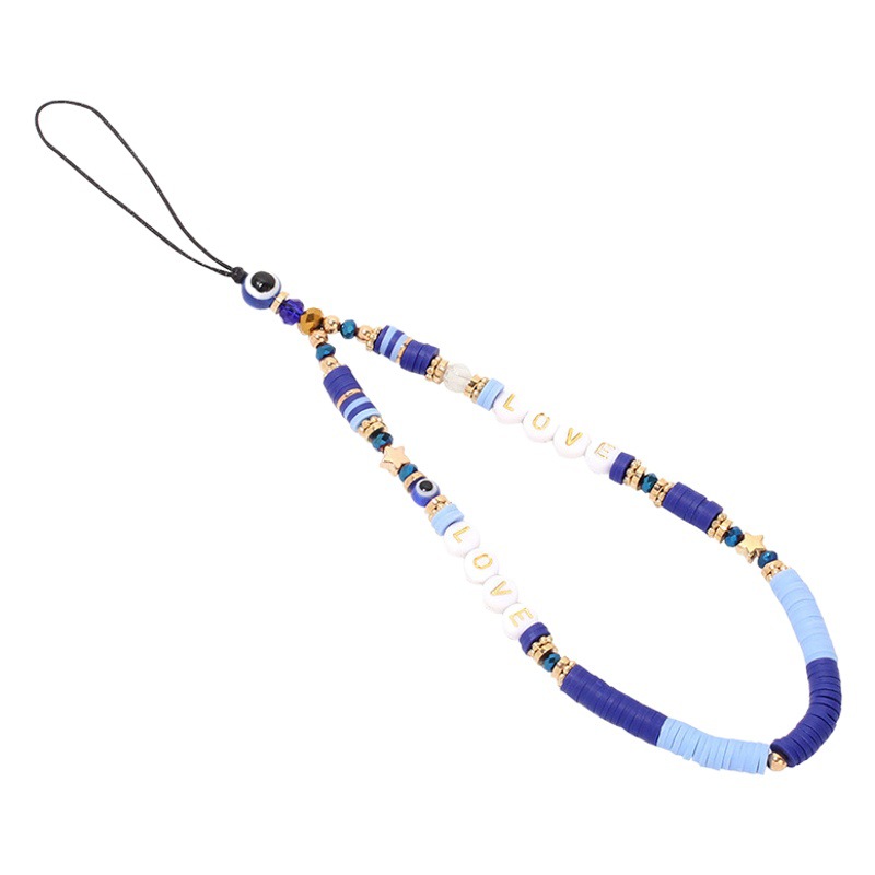 Stylish Soft Clay Devil's Eye Mobile Phone Chain Pendant Combination Set Niche Design Creative Jewelry