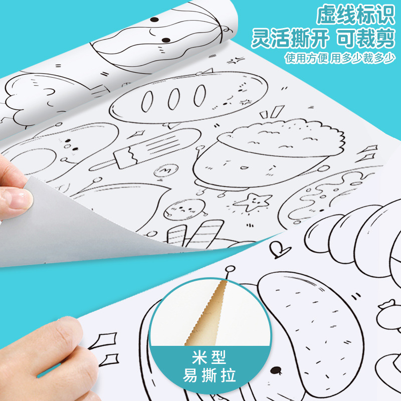 Picture of Children's Graffiti Scroll Painting Large Roll Paper Baby Coloring Canvas Coloring Picture Book Coloring Painting Paper