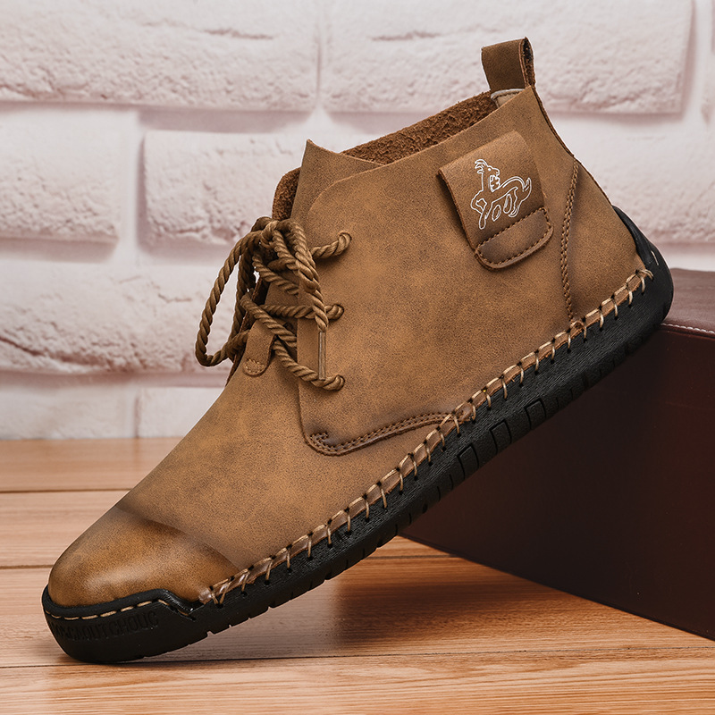 Cross-border Color Shoes Men's Retro Old Martin Boots New Winter High-top British Casual Chelsea Workwear Leather