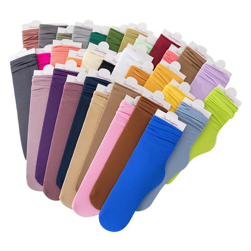 Spring and summer women's thin ice socks solid color Japanese pile socks retro curling jk tide socks velvet socks children wholesale