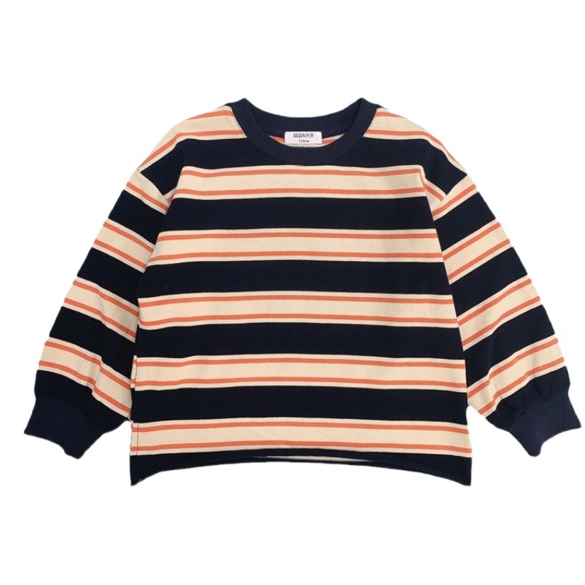 Boys' spring striped sweater 2023 new western style children's clothing boys' spring loose top fashionable sweater