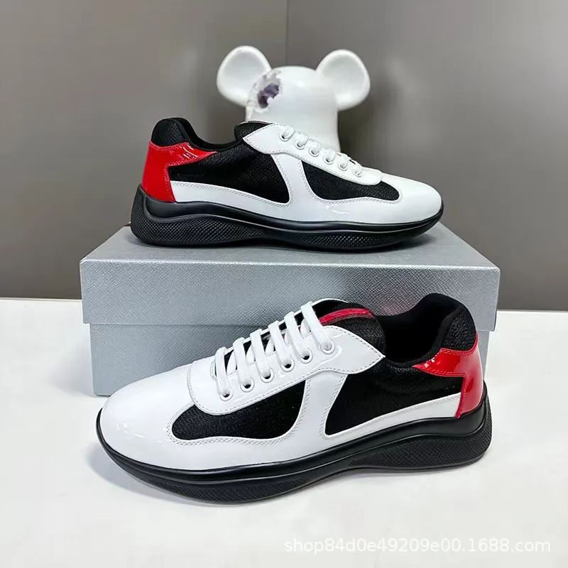 P family leather lovers shoes 2024 new breathable shoes mesh stitching patent leather wear-resistant casual men's shoes