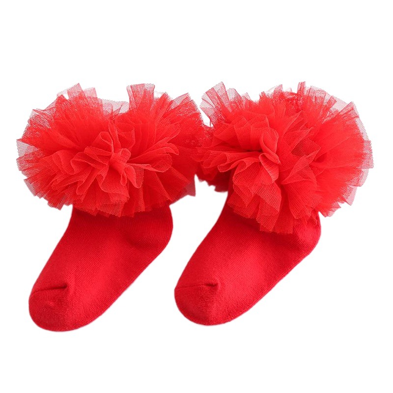New Children's Lace Socks, Korean Style Trendy Lace Dance Socks for Girls, Spring and Autumn Sweat-Absorbent Socks for Toddlers