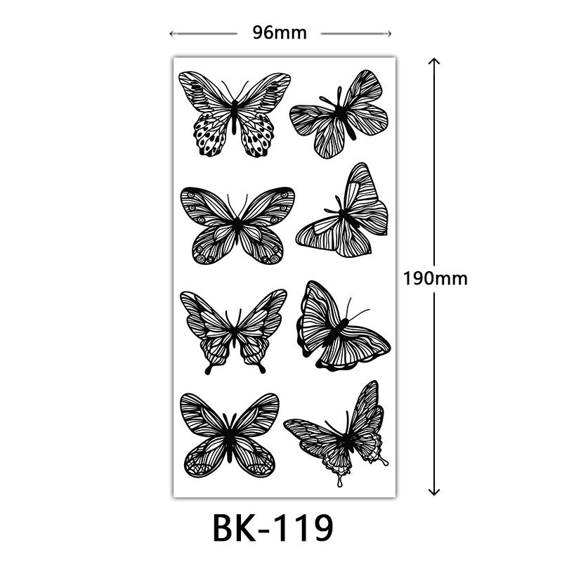 Picture of Cross-Border Supply of Sketch Flower Tattoo Stickers, Sketch Tattoo Stickers, Rose Flower Black and White Flower Tattoo