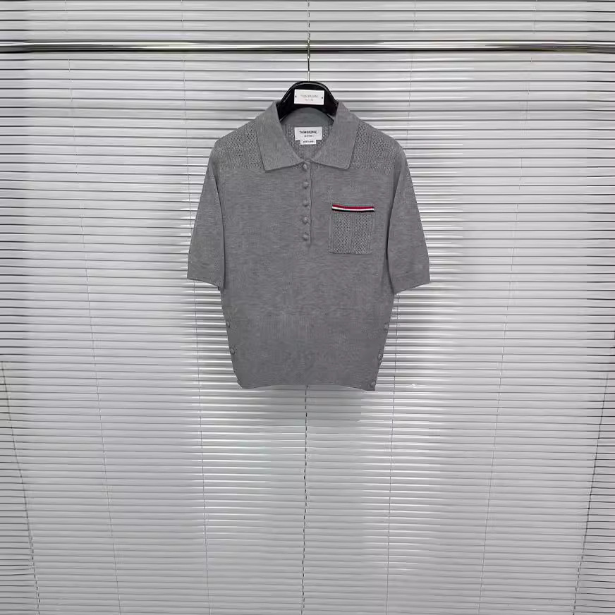 Picture of Factory Direct Tb Tom Summer New Thin Slim Fit Lapel Polo Collar Knitted Age-Reducing Short-Sleeved Top