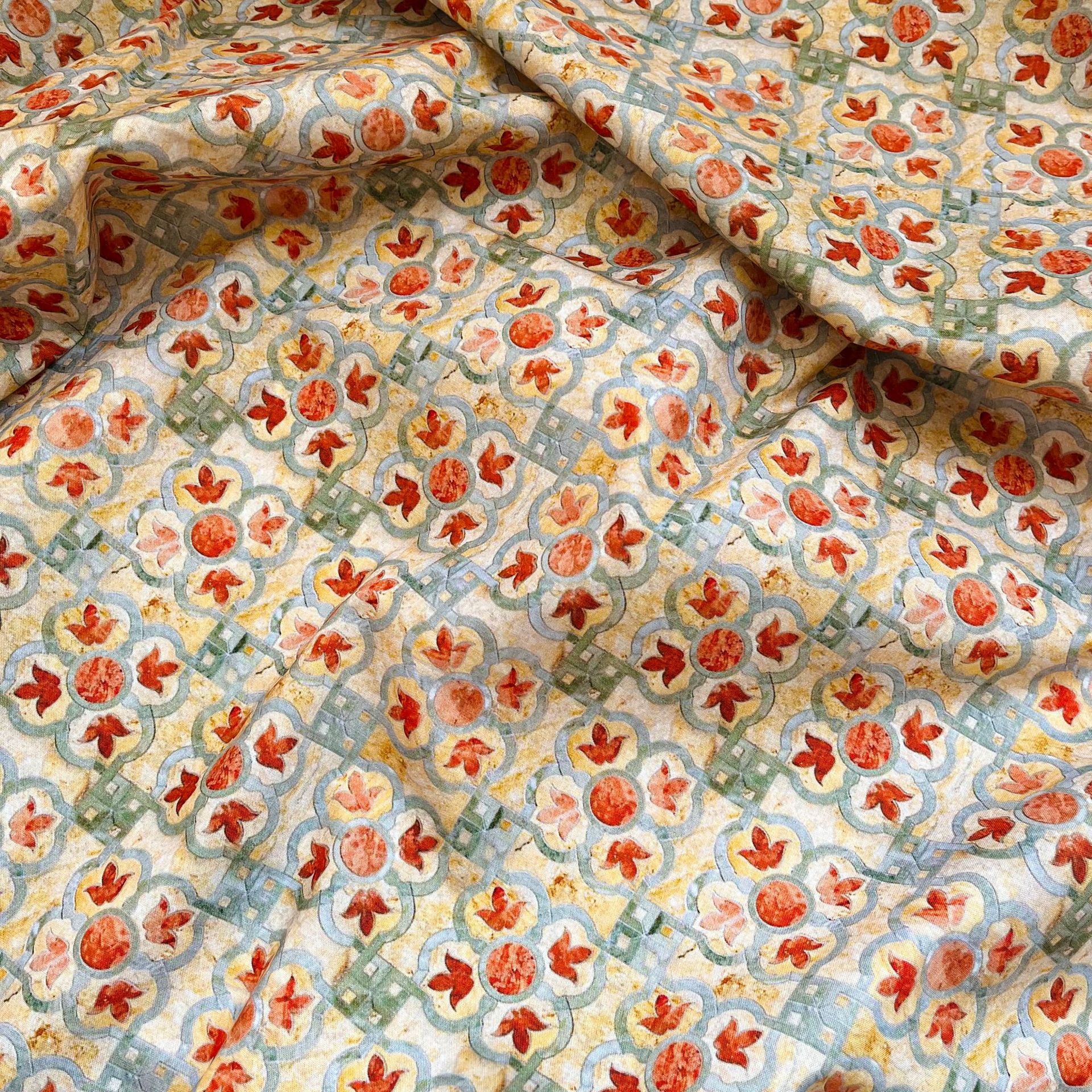 Picture of National style in stock supply cotton 20 cotton linen fabric digital printing children's shirt Hanfu fabric