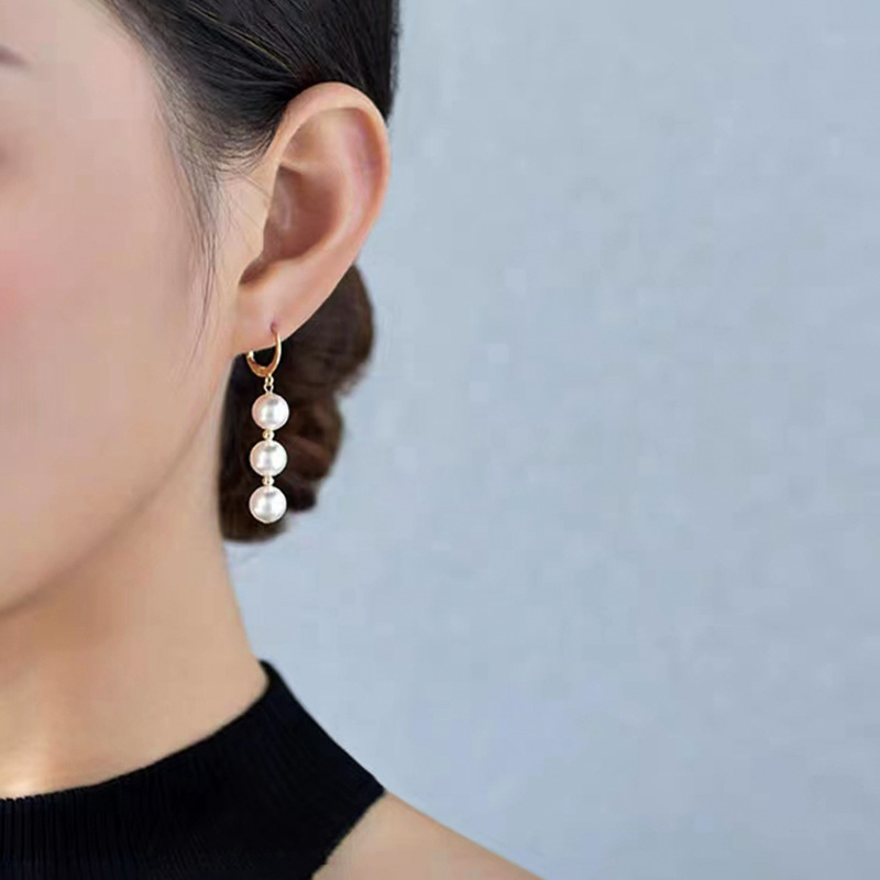 Austrian Zhengyuan Shijia Pearl Earrings Women's Niche High-End French Retro Long Tassel Earrings