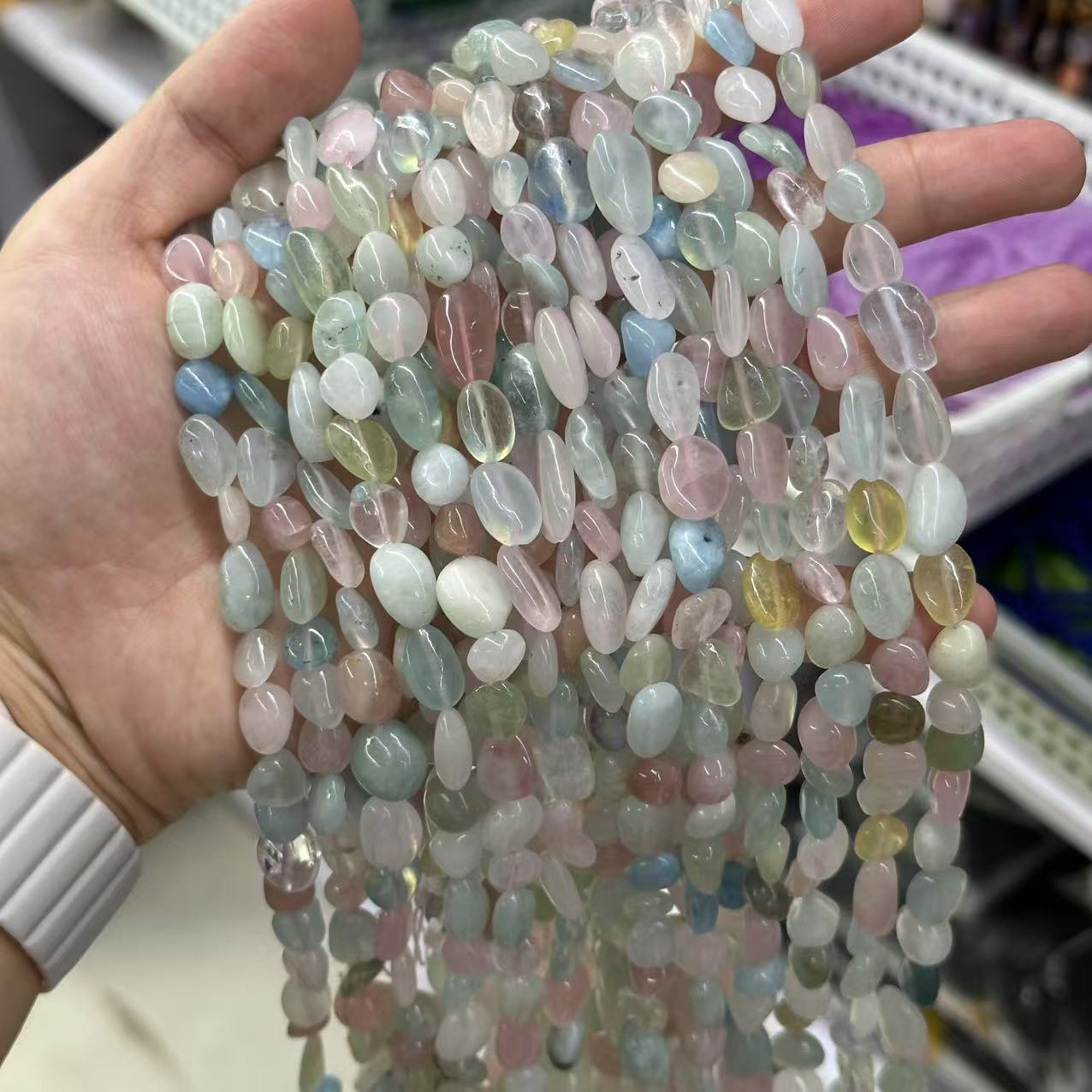 Picture of 8*10mm natural raw stone with loose beads semi-finished beads manufacturers spot wholesale jewelry accessories cross-border foreign trade
