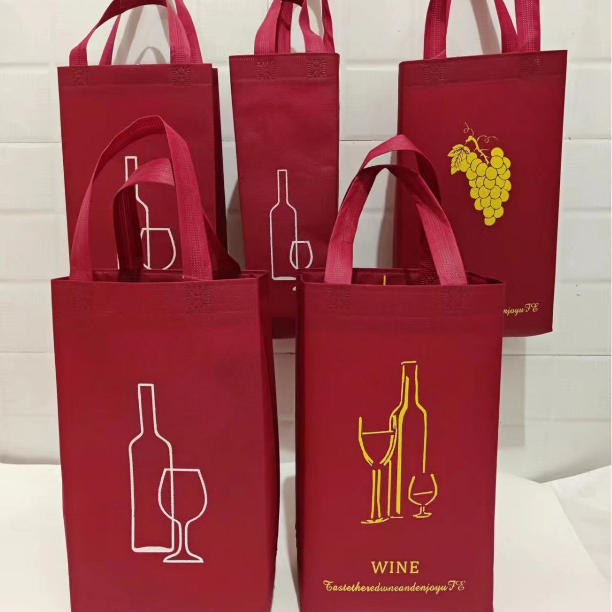 in stock Non-woven Wine Bag Single Double 4 Pack Red Wine Non-woven Advertising Gift Tote Bag Printed LOGO