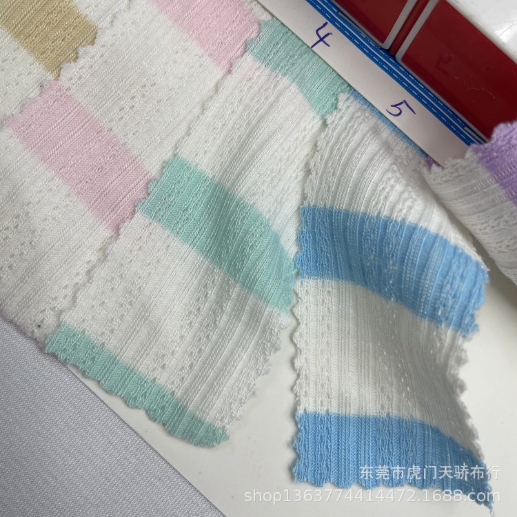Picture of In stock knitted TR yarn-dyed rib jacquard 220g fancy rib yarn-dyed horizontal strip spacing 1*2.5