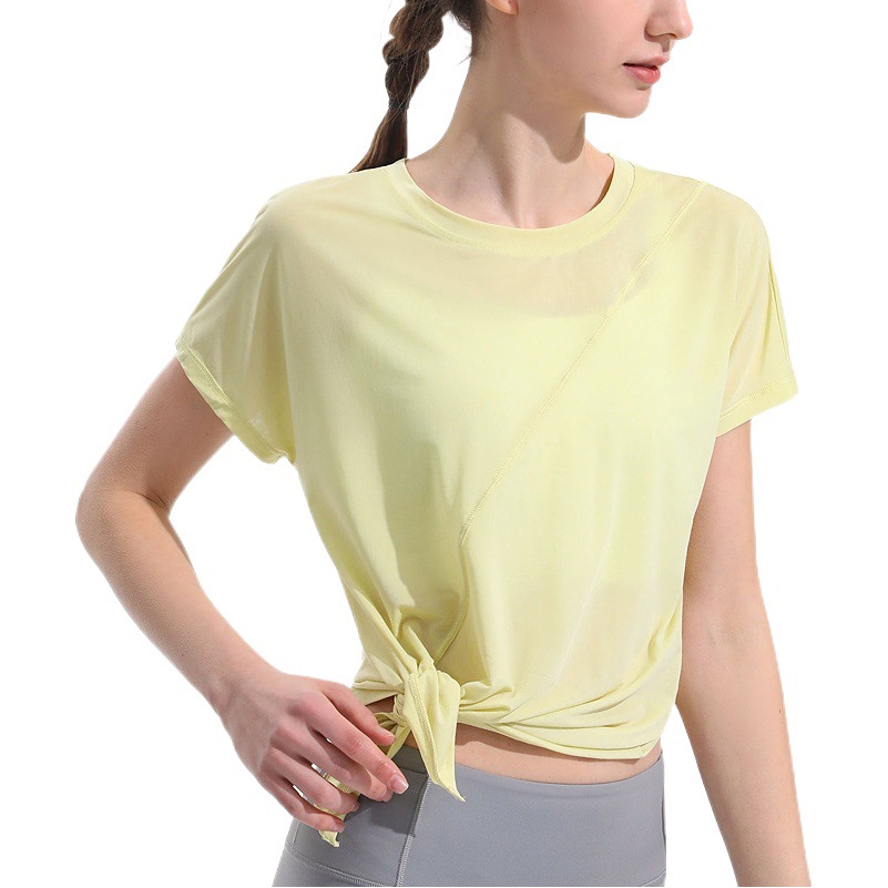 Picture of Sports Yoga Clothes Blouse Women's Loose Breathable Quick-drying Clothes European and American Fitness Clothes Top Yoga Vest Short-sleeved T-shirt
