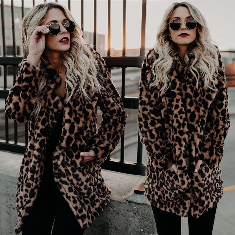 Cross-border imitation fur real shot sales winter new fashion imitation fur ladies long leopard print imitation fur coat