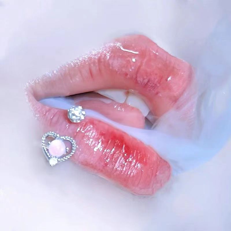Picture of Cross-Border Flashing Love Mud Ball Lip Ring Wholesale Oil Dripping Fine Glitter Niche Sweet Hot Girl Lip Nail Piercing Jewelry