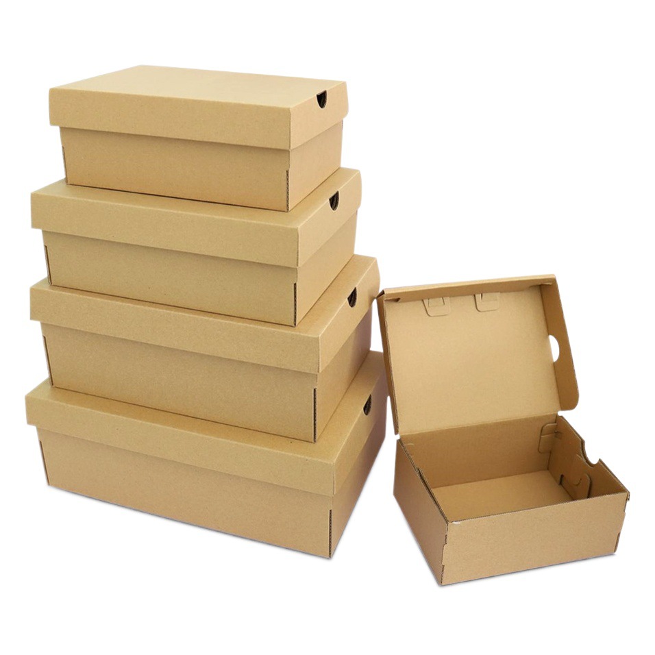 Spot wholesale carton corrugated box kraft paper white children's shoe box express folding flip box storage box