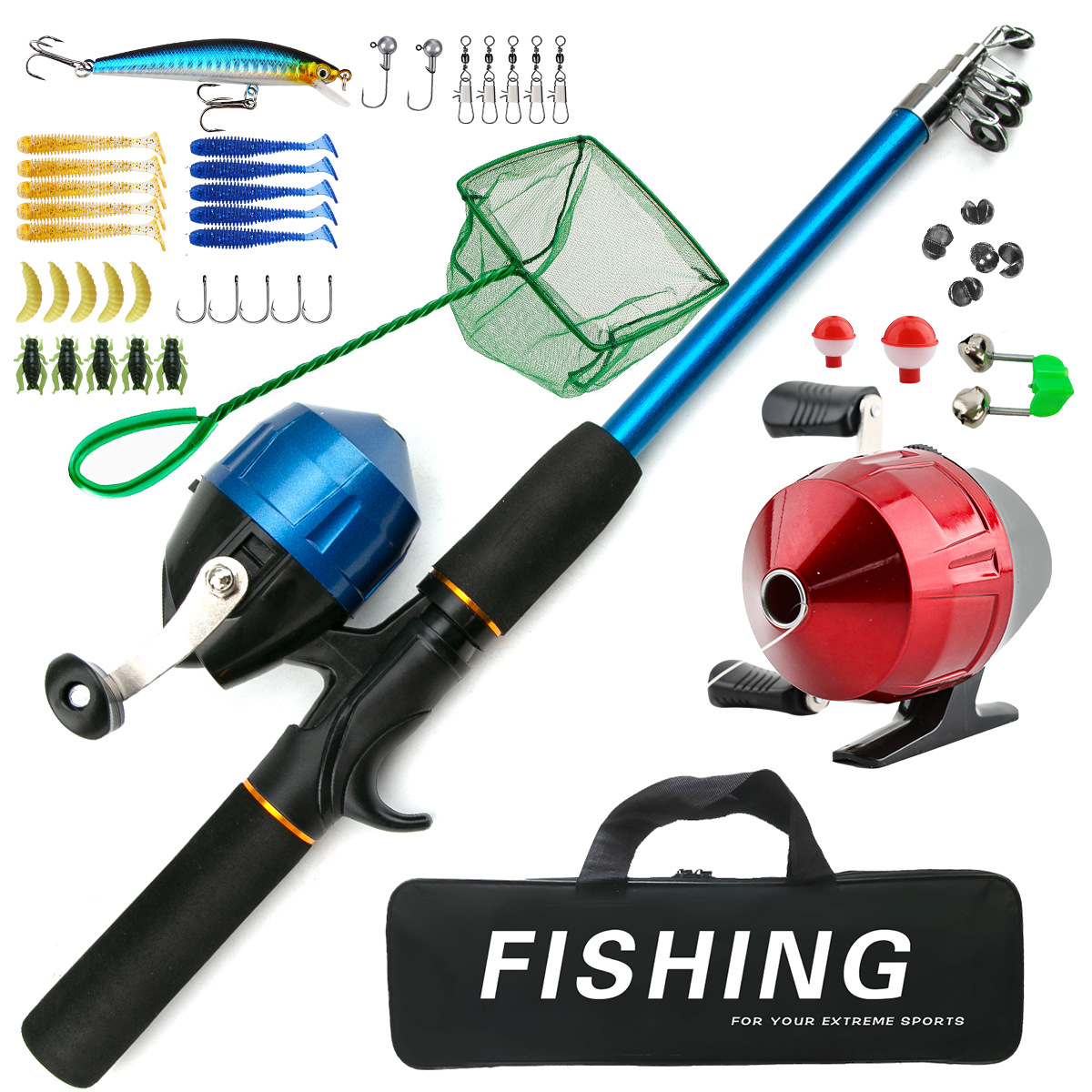 Novice portable rod wheel fishing gear full set of suit long-distance rod sea fishing road Asian rod hook line soft and hard bait cross-border wholesale