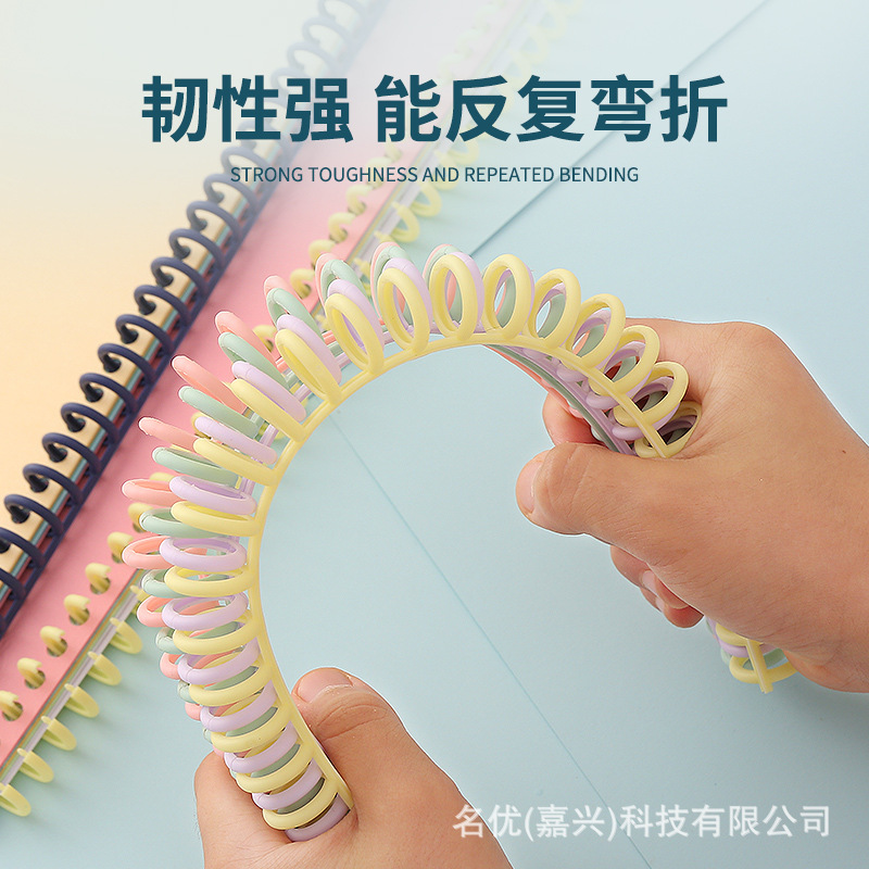 Picture of Macaron Plastic Ring Loose-Leaf Buckle Clip 30 Holes Can Cut DIY Plastic Binding Clip Stationery Clip Open Ring