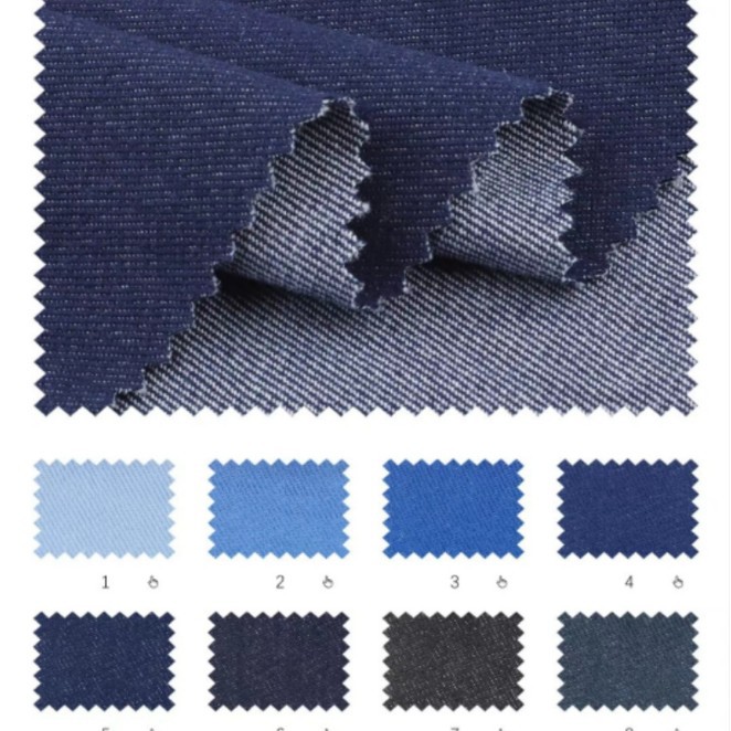 330g polyester cotton water-free Denim fabric 10 non-elastic non-fading denim skirt shoe material in stock supply