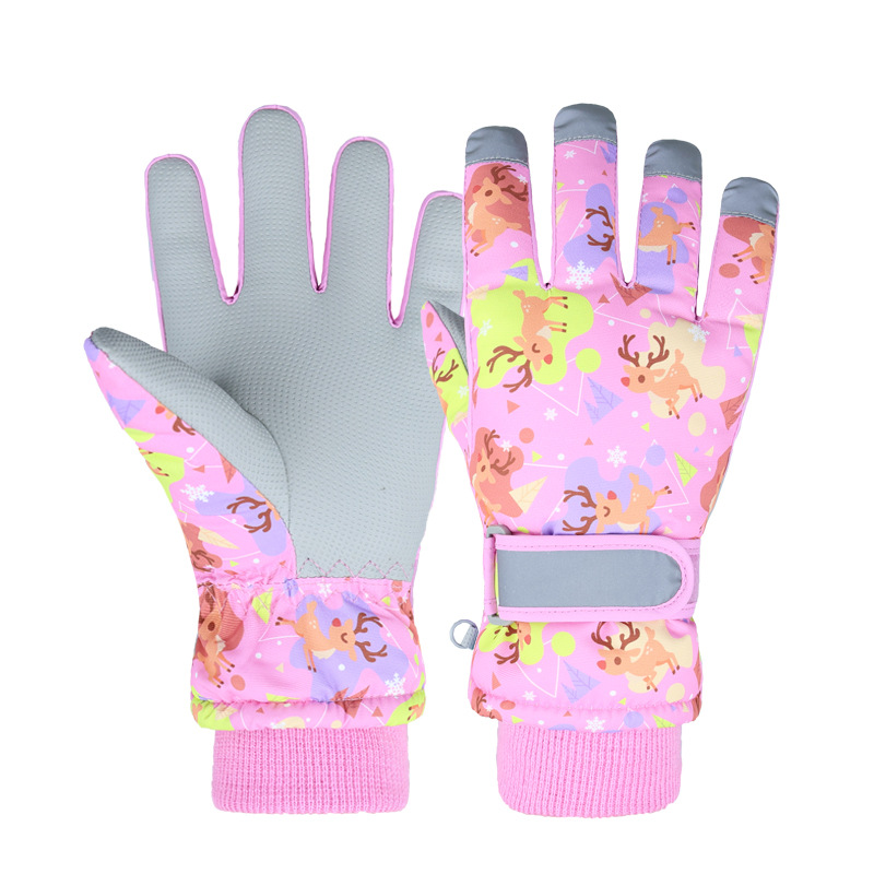 Picture of Children's ski gloves winter children cycling non-slip wear-resistant fleece-lined warm gloves windproof waterproof reflective gloves