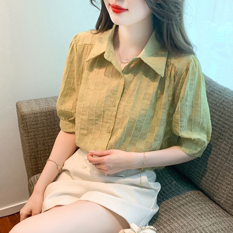 2024 New French Short-sleeved Chiffon Shirt Women's Summer Fashion Casual All-match Top Stylish Small Shirt Women