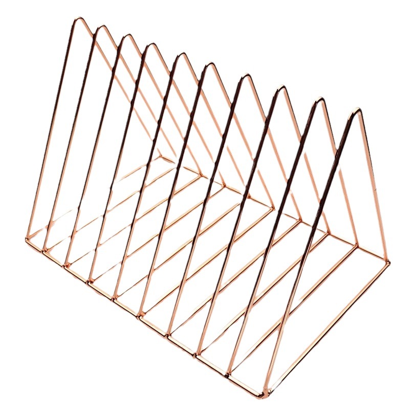 Study Desk Nordic Wrought Iron Triangle Bookshelf Ins Style Desktop Magazine Storage Rack Newspaper Rack Home Storage Rack