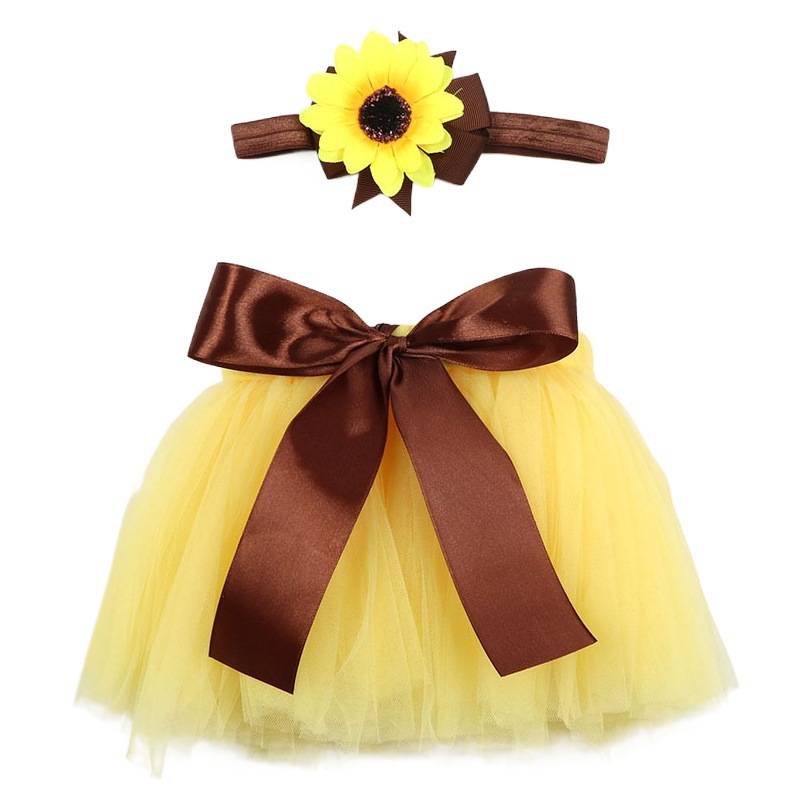 European and American Tutu Skirt Sunflower Headband Suit Newborn Photography Clothing Tutu Skirt Baby Skirt Short Skirt