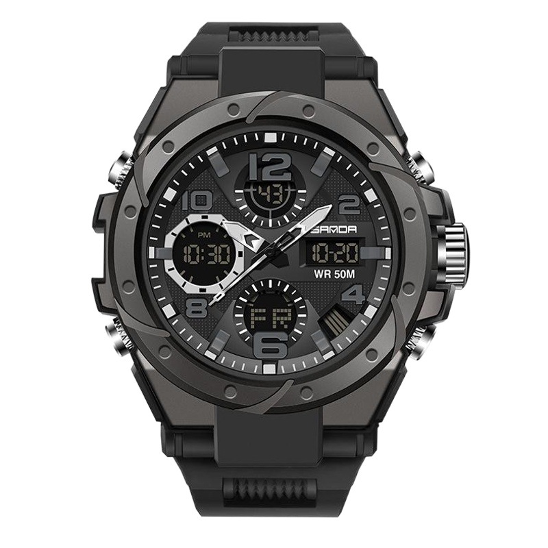 Sanda 6008 watch fashion sports multi-function student electronic watch men's waterproof quartz watch one generation wholesale