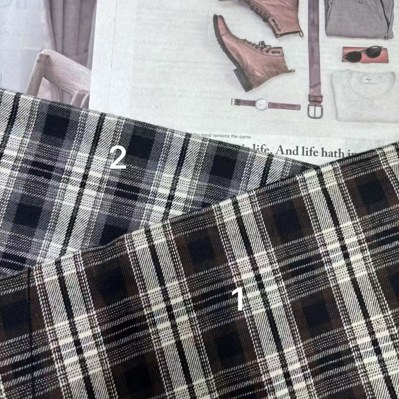 Cotton Japanese-Style Yarn-Dyed High-Density Autumn and Winter Plaid Children's Clothing Pajamas Dresses Bags Coats Luggage Fabric