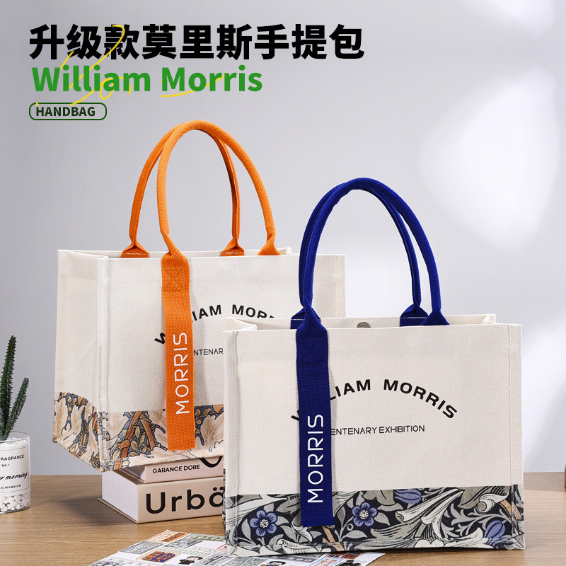 Canvas Bag tote bag women's commuter large capacity ribbon portable cloth bag pattern logo design canvas bag