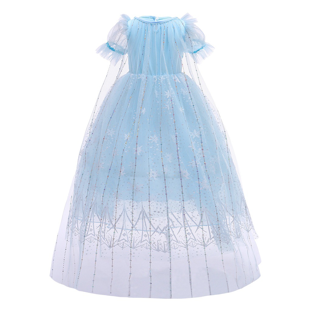 New Girls' Dress Elsa 2 Princess Dress Frozen Elsa Pruffled Dress Short Sleeve dress Elsa Dress