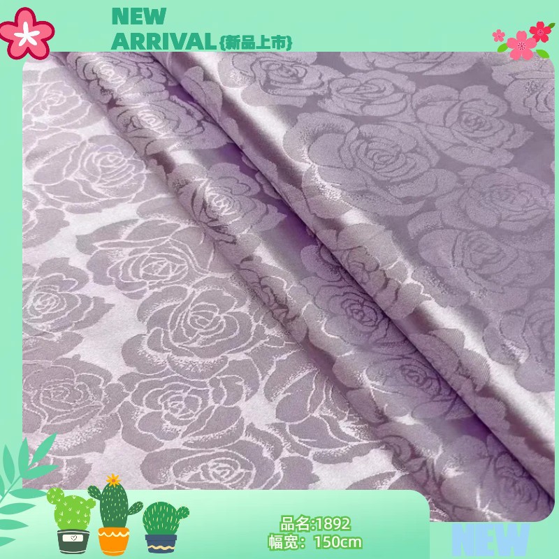 Spring and Summer Satin satin jacquard fabric rose dark jacquard new Chinese style hanfu cheongsam fabric