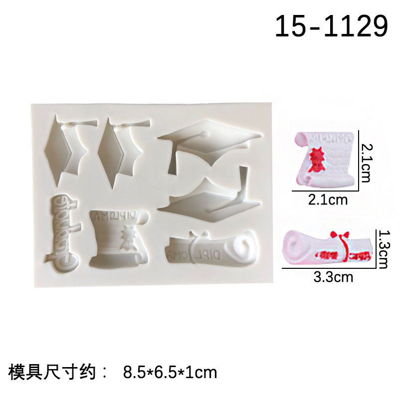 Picture of Doctor's Cap Master's Cap Graduation Certificate Parchment Roll Silicone Mold Graduation Cake Decoration Accessories Fondant Chocolate