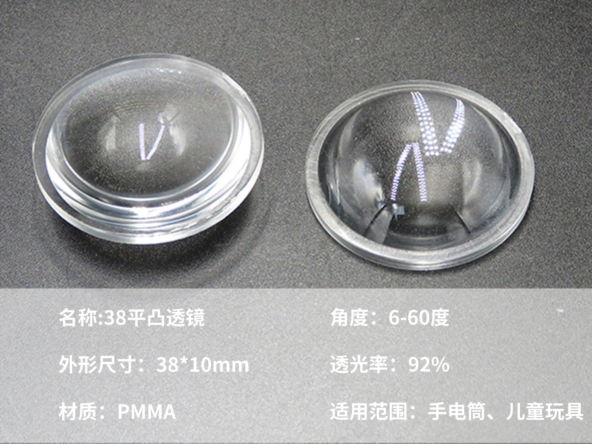 Picture of Led Flashlight Plano-Convex Lens 6-60 Degree Focusing Toy Stationery Plano-Convex Lens Sunset Light Plano-Convex Lens