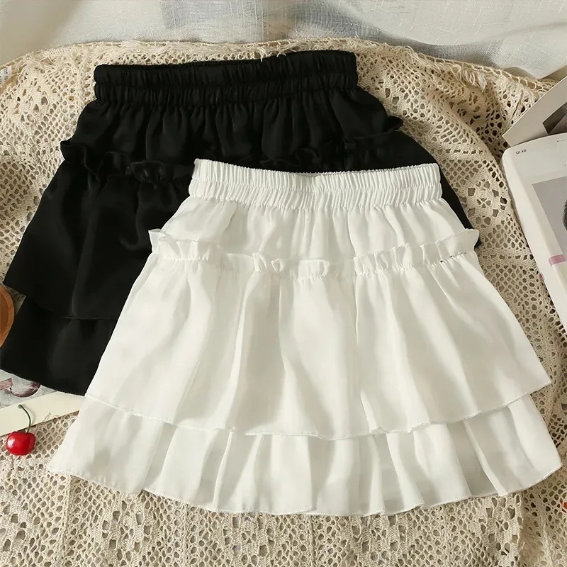 Ballet Style White Cake Skirt Summer Sky High Waist Slimming A- line Short Skirt Skirt Children's Small Puffy Skirt