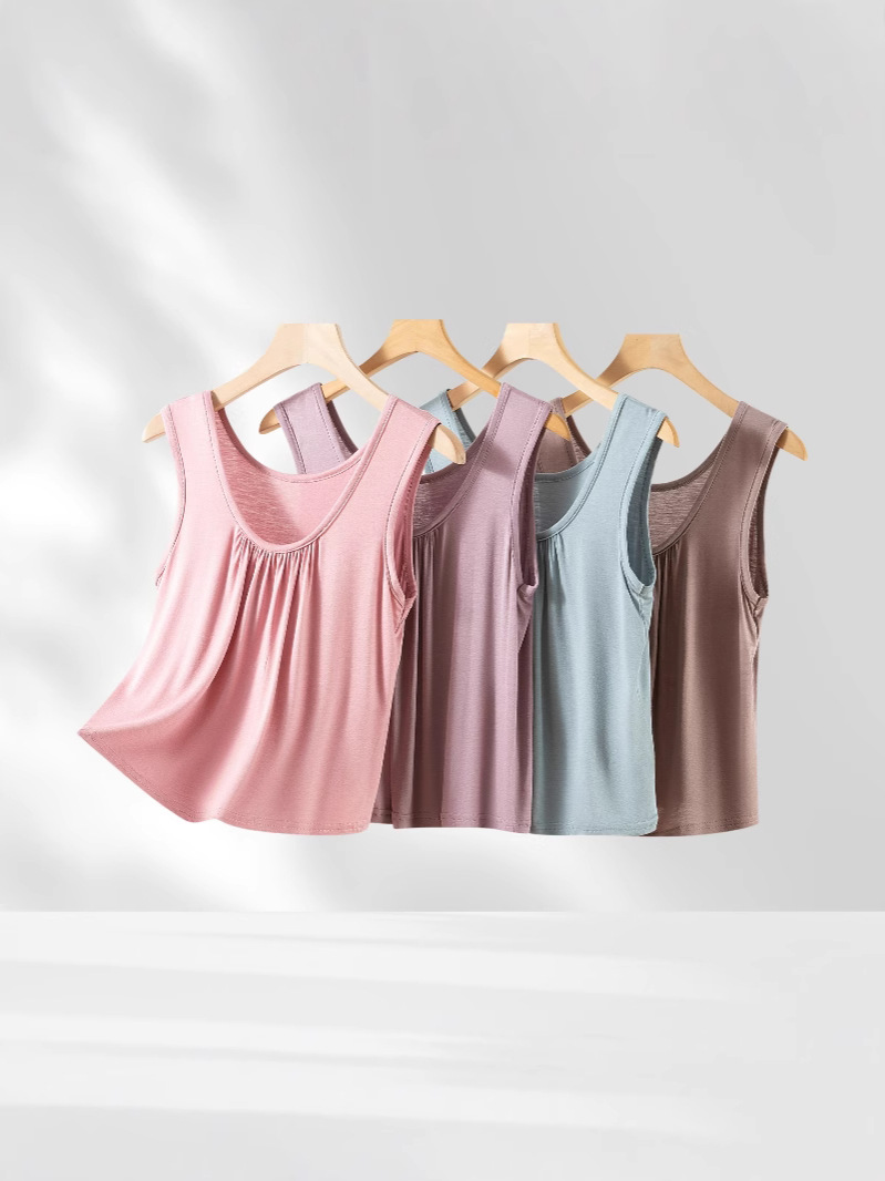New Modal Round Neck Wide Shoulder Strap Vest for Women Sexy Sports Outer Wear Fixed Coaster Bottoming Vest