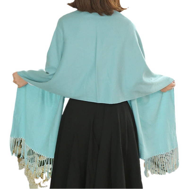 Factory sales autumn and winter new solid color cashmere scarf women monochrome Joker tassel thick warm shawl wholesale
