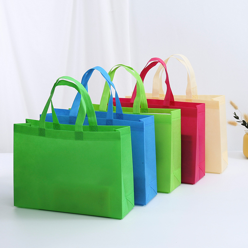 in stock non-woven waterproof handbag education and training color printing film logo environmental protection shopping large capacity handbag
