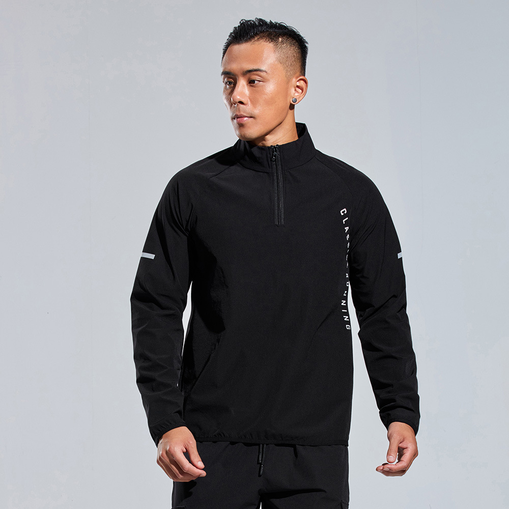Autumn and winter men's sports sweater outdoor windproof leisure fitness running half zipper pullover long sleeve coat spot batch