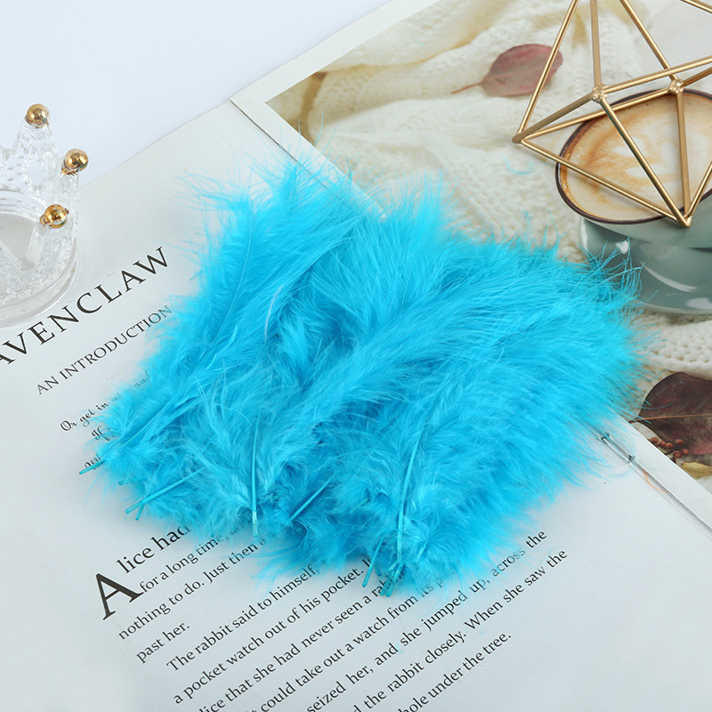 Picture of Feather decoration color turkey feather pointed tail velvet dream catcher net material wave ball gift box filler shooting props