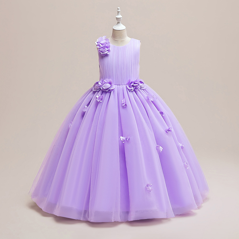Girl's Dress Fairy Mori Petal Princess Dress Little Girl's Show Children's Stage Performance Host Long Dress