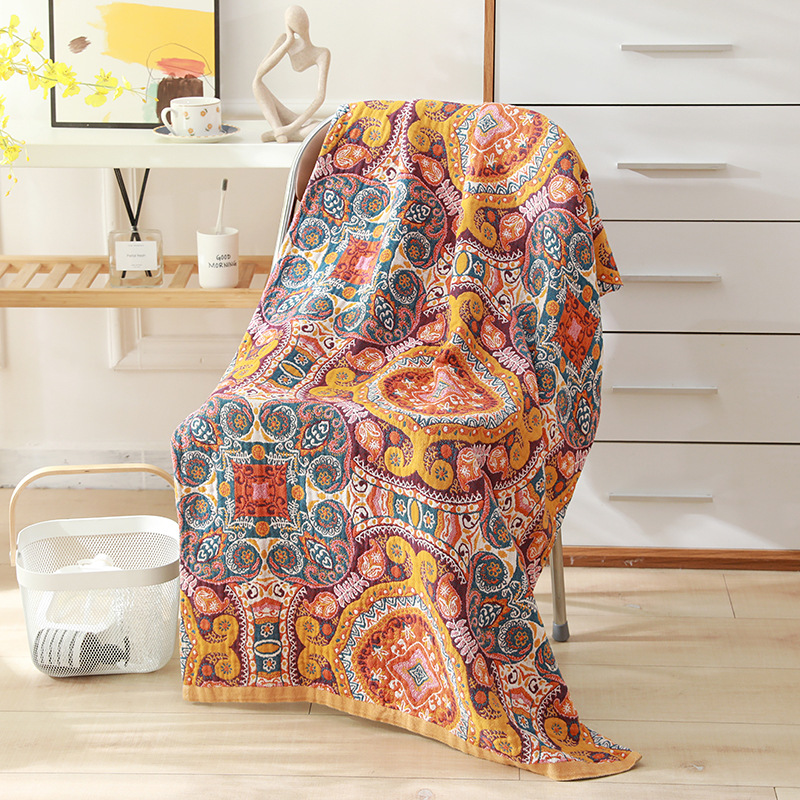 Picture of Wholesale Colored Cotton Four-Layer Gauze Bath Towel Absorbent Adult Couple Household Bath Towel Four Seasons Cartoon Cotton Bath Towel