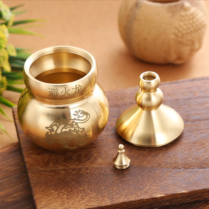 Picture of Brass Fire-Resistant Dragon Vase, Copper Gourd Metal Ornament, Feng Shui Antique Copper Ornament, Copperware Wholesale, Copper Crafts