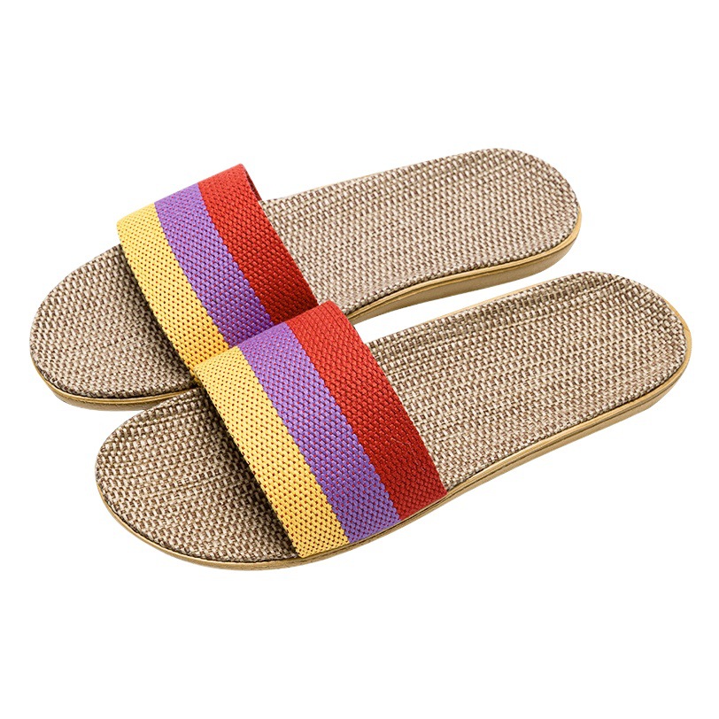 Household Linen Slippers Women's Summer Home Indoor Floor Non-Slip Four Seasons Couple's Spring and Autumn Cotton Linen Slippers Men's Slippers