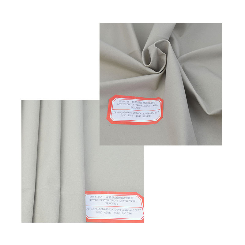 CR stretch cloth front sanding back scratch cloth cotton sticky four-sided elastic twill interwoven blended trousers
