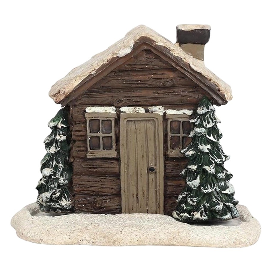 Log Cabin Snowy Winter Incense Cone Burner wooden house snow Winter Incense Cone Burner