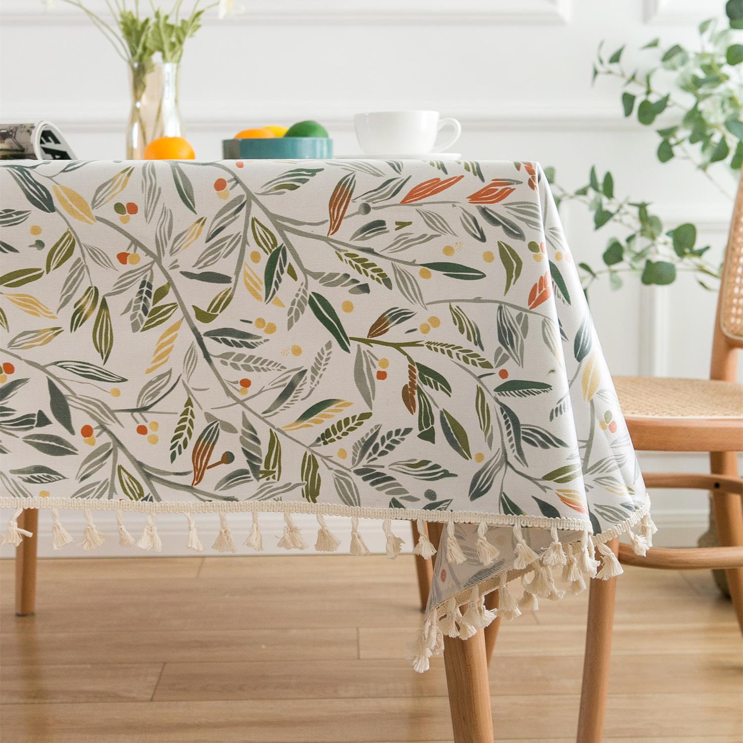 Picture of Cotton and Linen Tablecloth Waterproof Oil-proof Anti-scalding Thickened No-Wash Plant Small Floral Household Fresh Tablecloth PVC Tablecloth