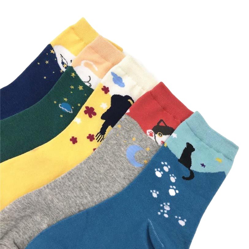 Cartoon Animal Cat Women's Socks Women's Cotton Socks Manufacturers Cross-border Hot Selling Cute Kawaii Student Socks